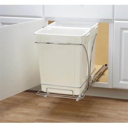 HOUSEHOLD ESSENTIALS Household Essential C21247-1 19 in. Sliding Trash Can-Double-KD Chrome NEW DESIGN C21247-1
